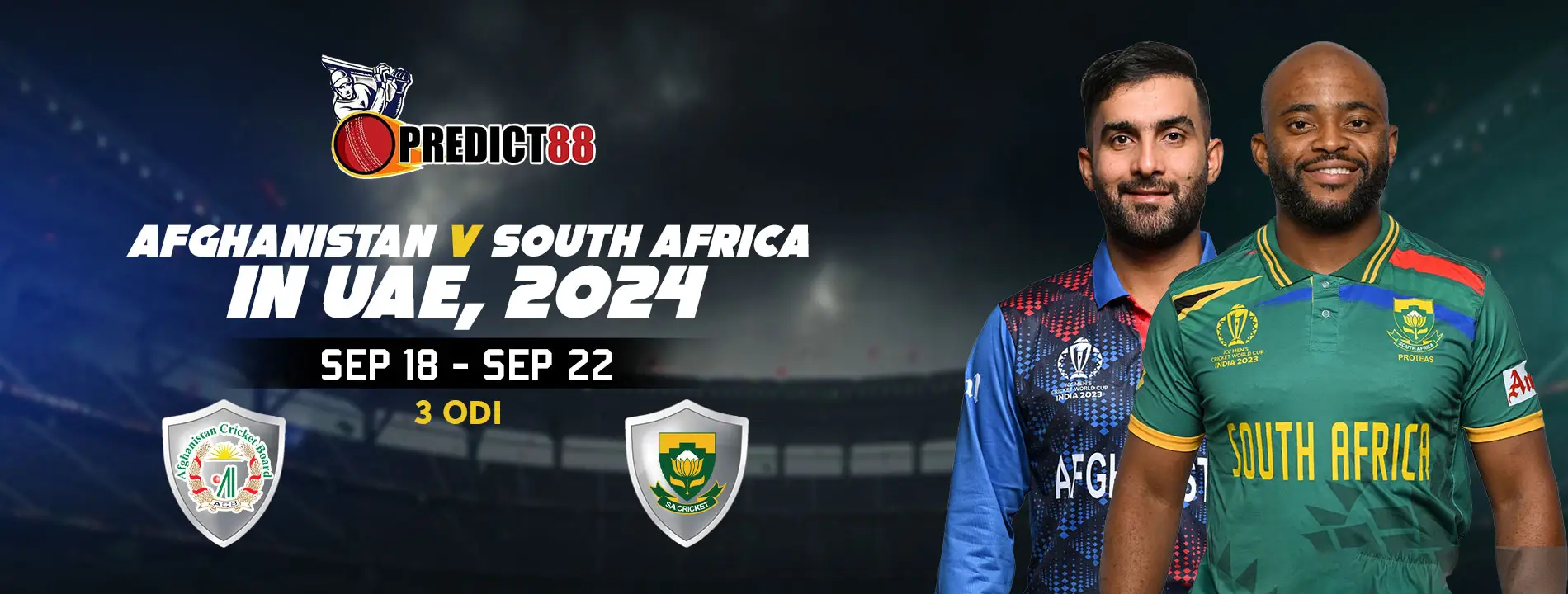 predict88 slider banner about Afghanistan vs south africa in UAE