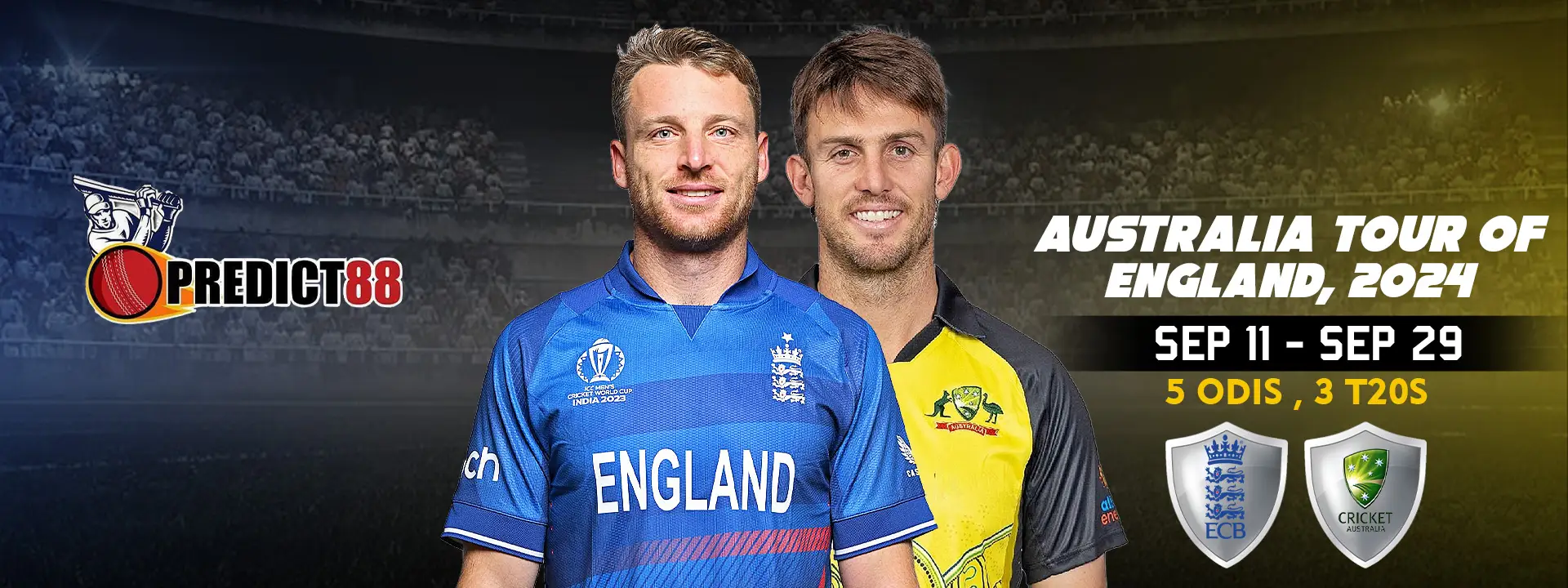 predict88 slider banner about australia tour of england 2024