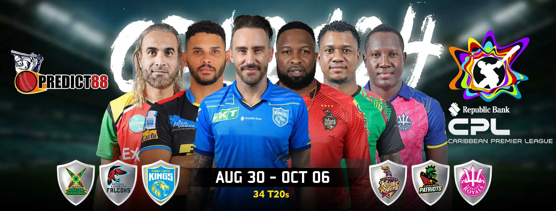 predict88 slider banner about Republic Bankl CPL Caribbean Premier League